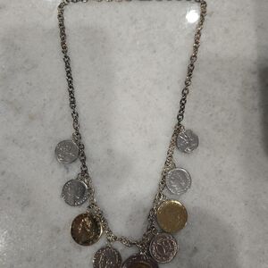 Gold and Silver Coin Pendant Necklace